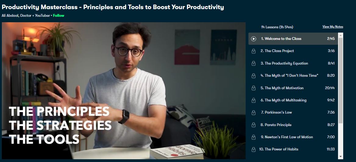 [GET] Ali Abdaal – Productivity Masterclass – Principles and Tools to Boost Your Productivity Free Download