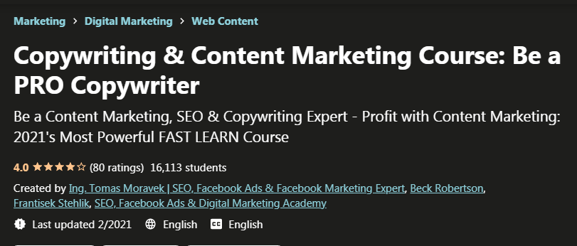 [GET] Copywriting & Content Marketing Course – Be a PRO Copywriter Free Download