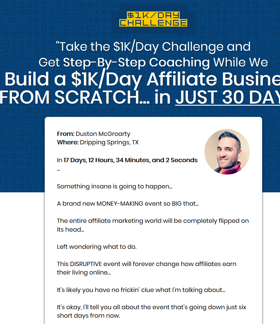 [SUPER HOT SHARE] Duston MacGroarty – Build A $1K/Day Affiliate Business Download
