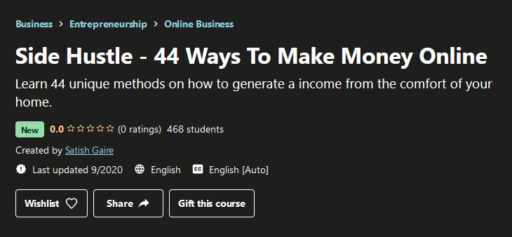[GET] Side Hustle – 44 Ways To Make Money Online Free Download