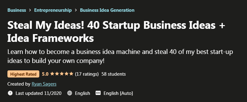 [GET] Steal My Ideas! 40 Startup Business Ideas + Idea Frameworks Free Download
