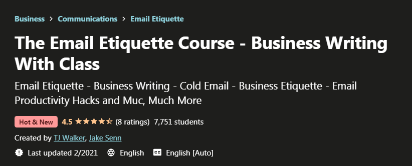 [GET] The Email Etiquette Course – Business Writing With Class Free Download