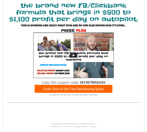 [GET] Traffic Badassery – The Brand New FB/Clickbank Formula That Brings in $900 to $1,100 Profit Per Day On Autopilot Free Download